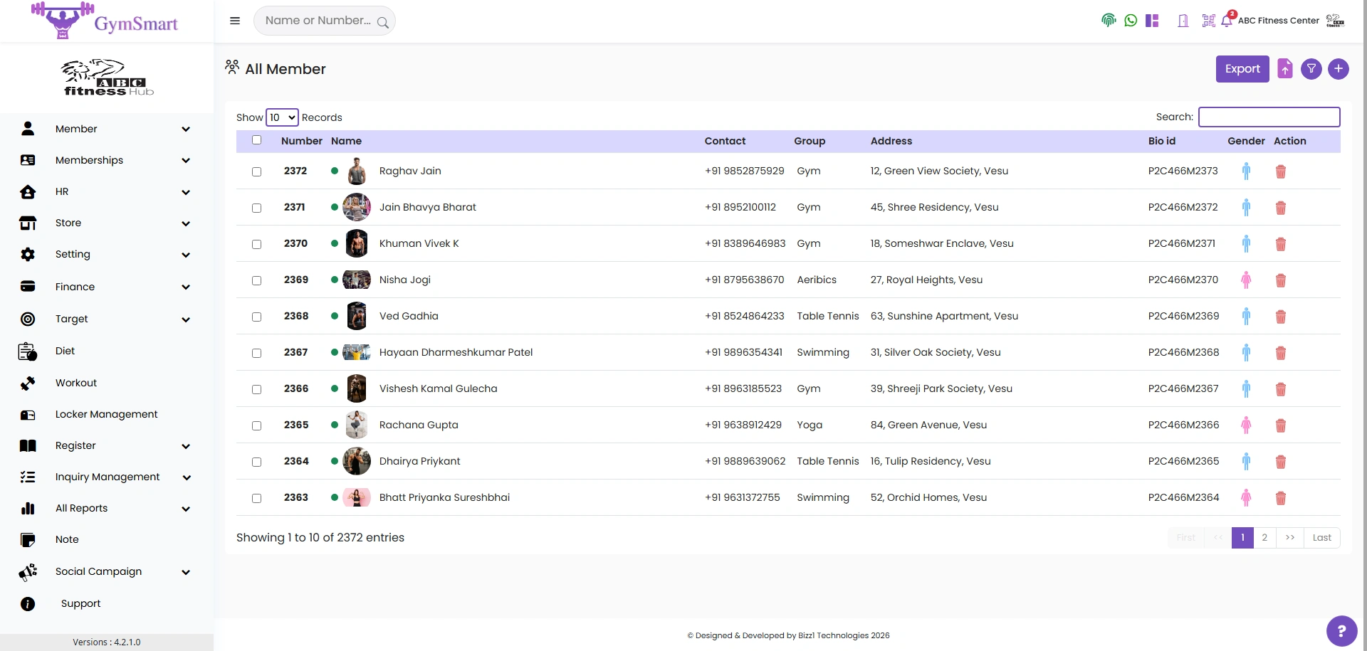 Gym member profile management and automated membership renewal system